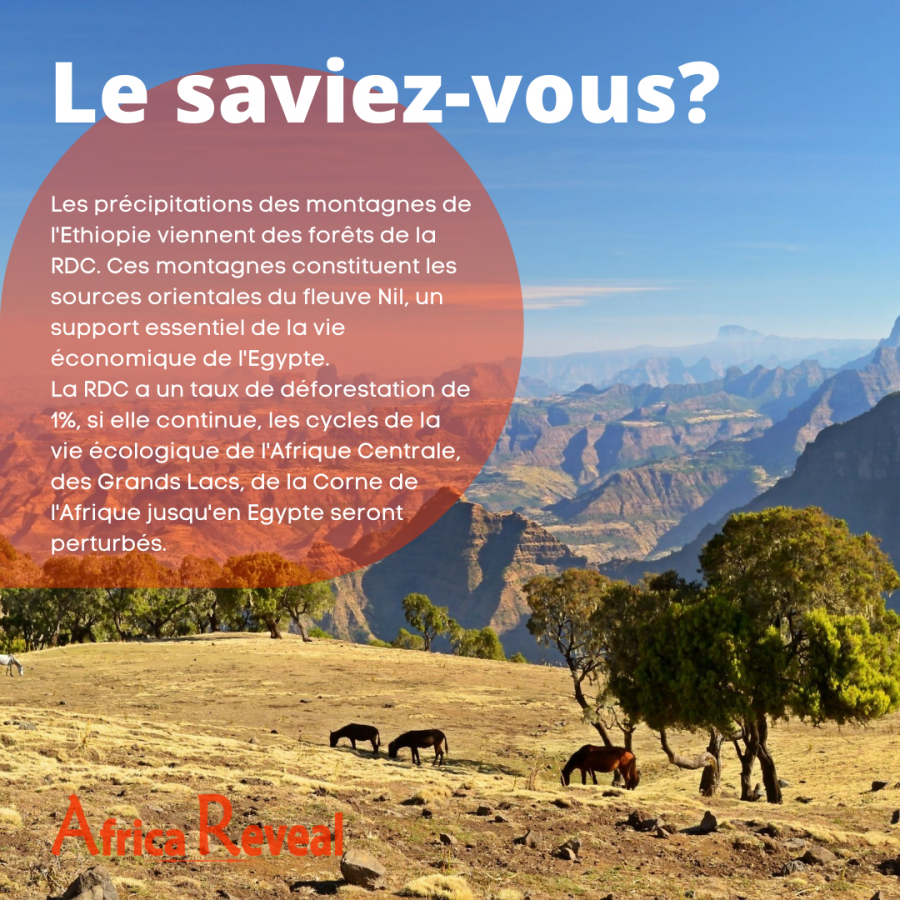 Le saviez-vous? ‎‎Les précipitations des montagnes de l'Ethiopie viennent des forêts de la RDC.